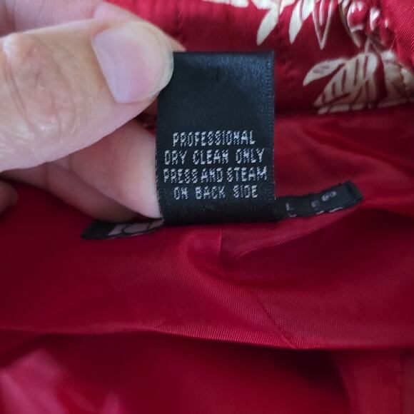 Carole Little 100% Silk Quilted Jacket Blazer Large Red Classic Career - Picture 8 of 8